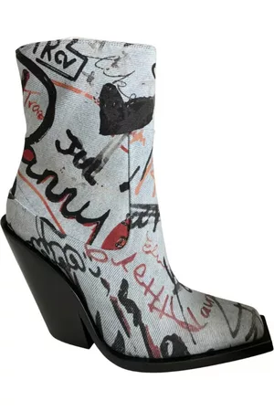 Burberry Women Ankle Boots - Ladies Millbank Multicolour Graffiti Print Denim Ankle Boots, Brand Size 36 ( US Size 6 )
