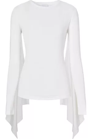 Burberry Women Long Sleeved Shirts - Optic Long-Sleeve Exaggerated Panel Draped Top, Size Large