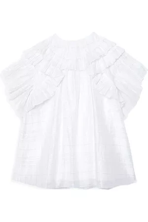 Burberry Girls Graduation Dresses - Girls Jemina Ruffle Check Cotton Silk Dress, Size 6Y
