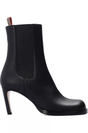 Burberry Women Ankle Boots - Ladies Black Leather Icon Stripe Detail Ankle Boots, Brand Size 36 ( US Size 6 )