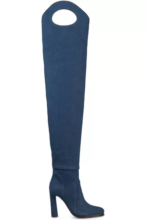 Burberry Women Over the knee Boots - Ladies Shoreditch Denim Porthole Detail Over-The-Knee Boots, Brand Size 39 ( US Size 9 )