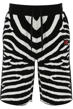 Burberry Men Shorts - Mens Janson Zebra Print Wool Blend Knit Shorts, Size X-Large