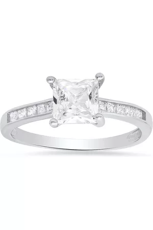 Kylie Harper Women Rings - Sterling Silver Princess-cut Cubic Zirconia CZ Ring