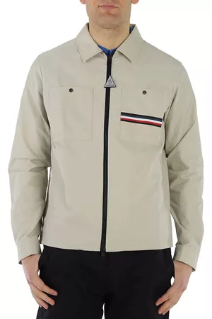 Moncler Men Casual Shirts - Mens Light Akahito Tricolor Accent Overshirt, Brand Size 4 (X-Large)