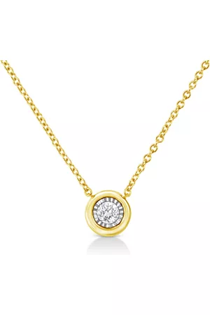 Haus of Brilliance Women Necklaces - 10K Yellow Gold Plated .925 Sterling Silver 1/10 Cttw Miracle Set Round Diamond Circle Shape 18'' Pendant Necklace (K-L Color, I2-I3 Clarity)