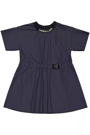 Moncler Girls Graduation Dresses - Girls Navy Abito Poplin Smock T-Shirt Dress, Size 6Y