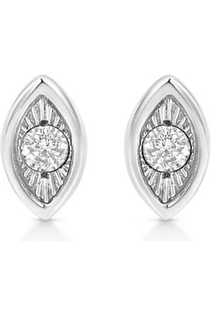 Haus of Brilliance Women Earrings - .925 Sterling Silver 1/10 Cttw Miracle-Set Diamond Marquise Shape Stud Earrings (I-J Color, I2-I3 Clarity)