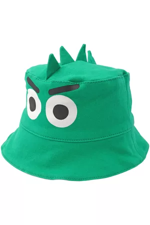 Stella McCartney Jeans - Kids Green Crocodile Cotton Denim Bucket Hat, Size Medium