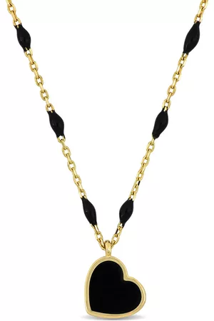 Amour Necklaces - Enamel Heart Necklace in 14K Yellow Gold