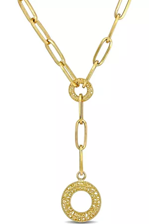 Amour Necklaces - Circle Lariat Necklace in 10k Yellow Gold - 18 in
