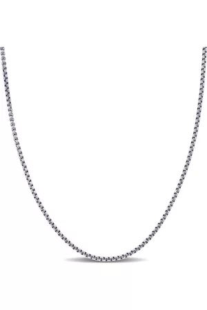 Amour Necklaces - 1.6mm Hollow Round Box Link Chain Necklace in 10k White Gold - 20 in