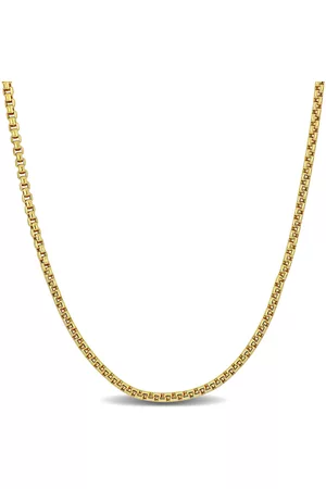 Amour Necklaces - 1.6mm Hollow Round Box Link Chain Necklace in 14k Yellow Gold - 20 in
