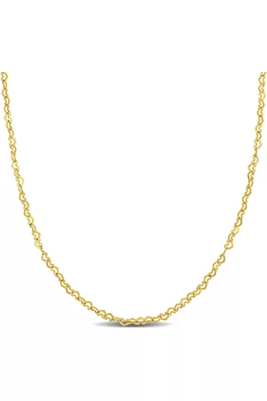 Amour Necklaces - 2mm Heart Link Necklace in 14k Yellow Gold - 18 in