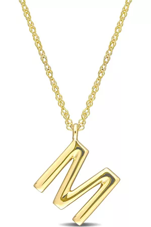 Amour Necklaces - Intial ''M'' Pendant with Chain in 14k Yellow Gold