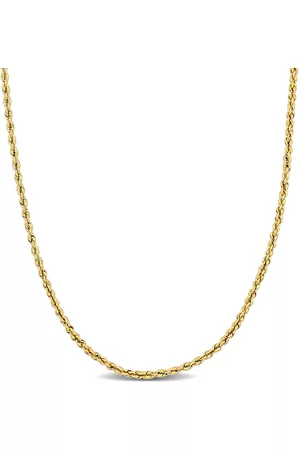 Amour Necklaces - 1.9mm Super Ultra Light Hollow Rope Chain Necklace in 14k Yellow Gold - 18 in