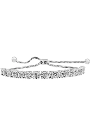 Diamond Muse Women Bracelets - 0.10 Carat Diamond, Sterling Silver Illusion Set Round-cut Diamond Adjustable Bolo Bracelet (J-K, I3)