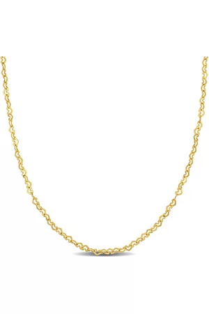 Amour Necklaces - 2mm Heart Link Necklace in 14k Yellow Gold - 14 in