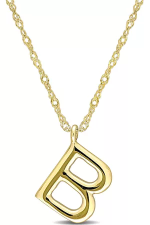 Amour Necklaces - Intial ''B'' Pendant with Chain in 14k Yellow Gold