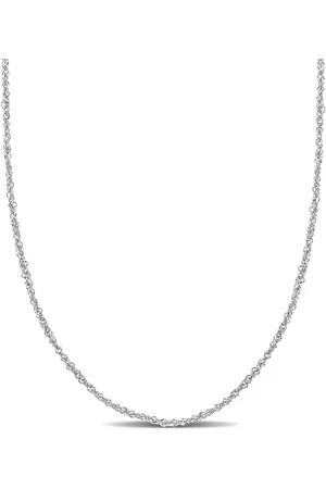 Amour Necklaces - 1.2mm Sparkling Singapore Chain Necklace in 14k White Gold - 20 in