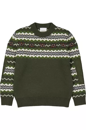 Burberry Boys Sweaters - Boys Moss Fair-Isle Knit Jumper, Size 4Y