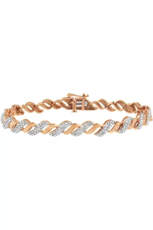 Haus of Brilliance Women Bracelets - 10K Rose Gold Plated .925 Sterling Silver 1/4 Cttw Prong Set Round-Cut Diamond ''S'' Link Bracelet (I-J, I2-I3) - 7.25
