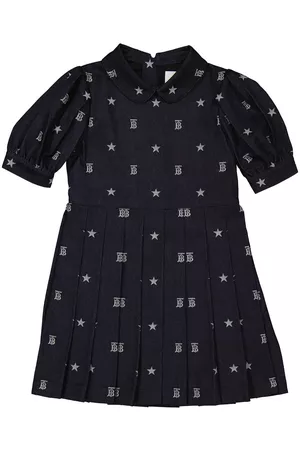 Burberry Girls Graduation Dresses - Girls Indigo Star And Monogram Motif Puff-Sleeve A-Line Denim Dress, Size 6Y
