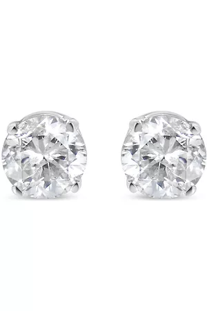 Haus of Brilliance Women Earrings - 14K White Gold 1.0 Cttw 4-Prong Set Brilliant Round-Cut Solitaire Lab Grown Diamond Push Back Stud Earrings (E-F Color, VVS2-VS1 Clarity)