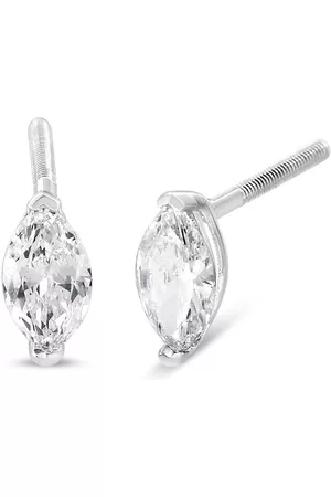 Haus of Brilliance Women Earrings - 14K White Gold 1/2 Cttw 2 Prong Set Marquise Solitaire Lab Grown Diamond Stud Earrings (F-G Color, VS2-SI1 Clarity)