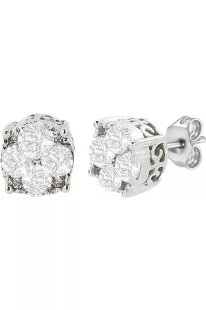 Haus of Brilliance Women Stud Earrings - .925 Sterling Silver 1/2 Cttw Cttw Prong Set Lab-Grown Round Diamond Cluster Stud Earring (F-G Color, SI1-SI2 Clarity)