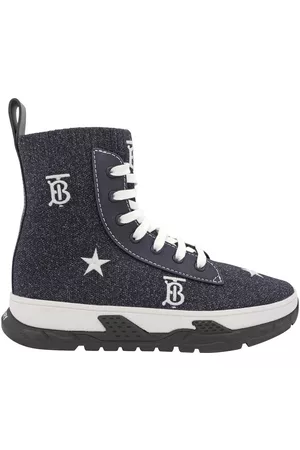 Burberry Sock Sneakers - Kids Melange Monogram And Star Print Denim Stretch Sock Sneakers, Brand Size 29