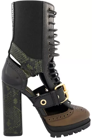 Burberry Women Ankle Boots - Military Olive Westmarsh Embellished Leather Snakeskin Ankle Boots, Brand Size 39 ( US Size 9 )