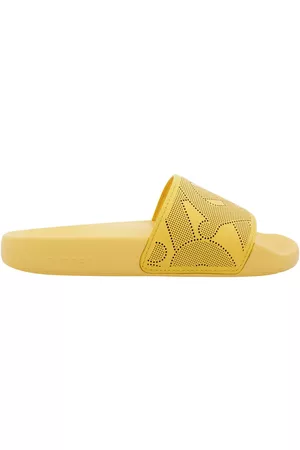 Burberry Women Slide Sandals - Ladies Deep Saffron Leather Furley TB Monogram Slides, Brand Size 36 ( US Size 6 )