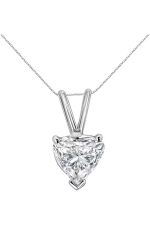 Haus of Brilliance Women Necklaces - 14K White Gold 1/4 Cttw 3-Prong Set Heart Shaped Solitaire Lab Grown Diamond 18'' Necklace (F-G Color, VS2-SI1 Clarity)