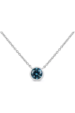 Haus of Brilliance Women Necklaces - 14K White Gold 1/2 Cttw Lab Grown Diamond Modern Bezel-Set Solitaire 16''-18'' Pendant Necklace ( Color, VS2-SI1 Clarity)