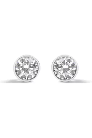 Haus of Brilliance Women Earrings - 14K White Gold 5/8 Cttw Bezel Set Lab Grown Round Diamond Screw-Back Solitaire Stud Earrings (G-H Color, VS2-SI1 Clarity)