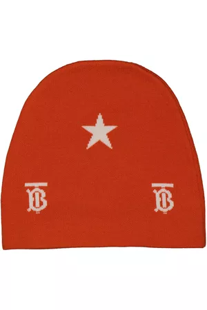 Burberry Accessories - Kids Tangerine Knitted Monogram Hat, Size 8Y-12Y