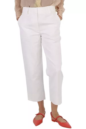 Moncler Women Leggings - Ladies Natural Cotton Gabardine Cropped Trousers, Brand Size 40 (US Size 8)