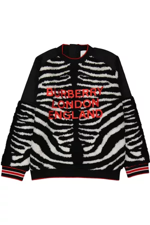Burberry Sweaters - Kids Zebra-Striped Wool Blend Fleece Jumper, Size 12Y