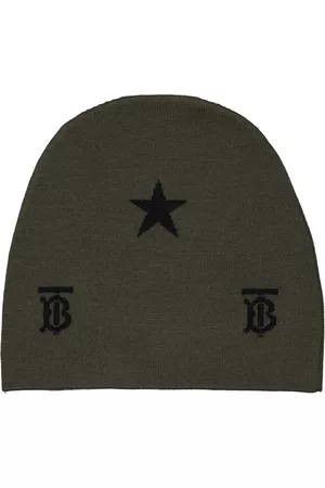 Burberry Accessories - Kids Moss Star And TB Monogram Wool-Blend Beanie, Size 8Y-12Y