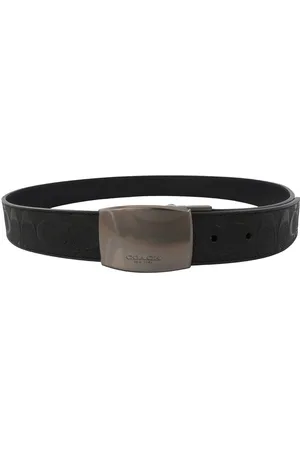 Coach Mens Black Plaque Buckle Cut-To-Size Reversible Belt, 38mm