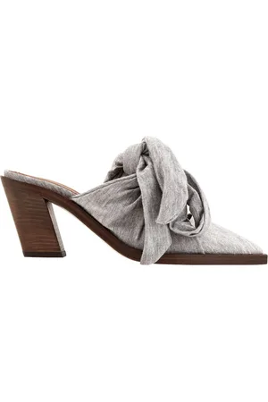 Burberry Pewter Melange Synthetic Tillington Ankle-wrap Mules, Brand Size 35.5 (US Size 5.5)