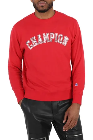 Champion Bright Red French Terry Varsity Crewneck Sweatshirt, Size Small