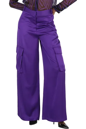 VERSACE Ladies Bright Dark Orchid Wide-Leg Cargo Pants, Brand Size 38 (US Size 2)