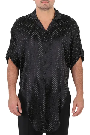 Saint Laurent Micro Stud Details Knot-hem Silk Shirt, Brand Size 40