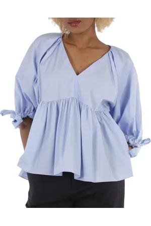 3.1 Phillip Lim Ladies Blue V Neck Cotton Poplin Top, Brand Size 6