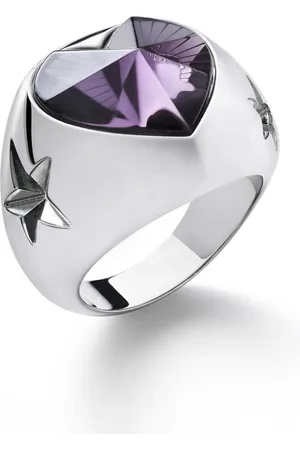 Baccarat Sterling Silver, Purple Crystal Heart And Star Statement Ring 2812843