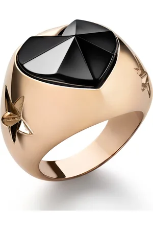 Baccarat 18K Gold Plated on Sterling Silver, Black Crystal Heart And Star Statement Ring 2812880
