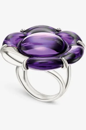 Baccarat Sterling Silver, Purple Crystal Flower Statement Ring 2806564