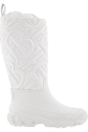 Burberry Optic White Rotherfield Quilted Monogram Rain Boots, Brand Size 40 (US Size 10)