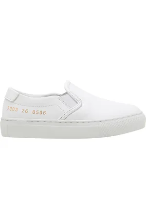COMMON PROJECTS Kids White Leather Slip On Sneakers, Brand Size 32 (1 Little Kids)